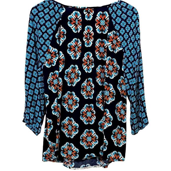 CROWN & IVY - SIZE 2X - COLORFUL LIGHTWEIGHT BLOUSE - HAS LACE APPLIQUÉ B20 - Picture 10 of 11